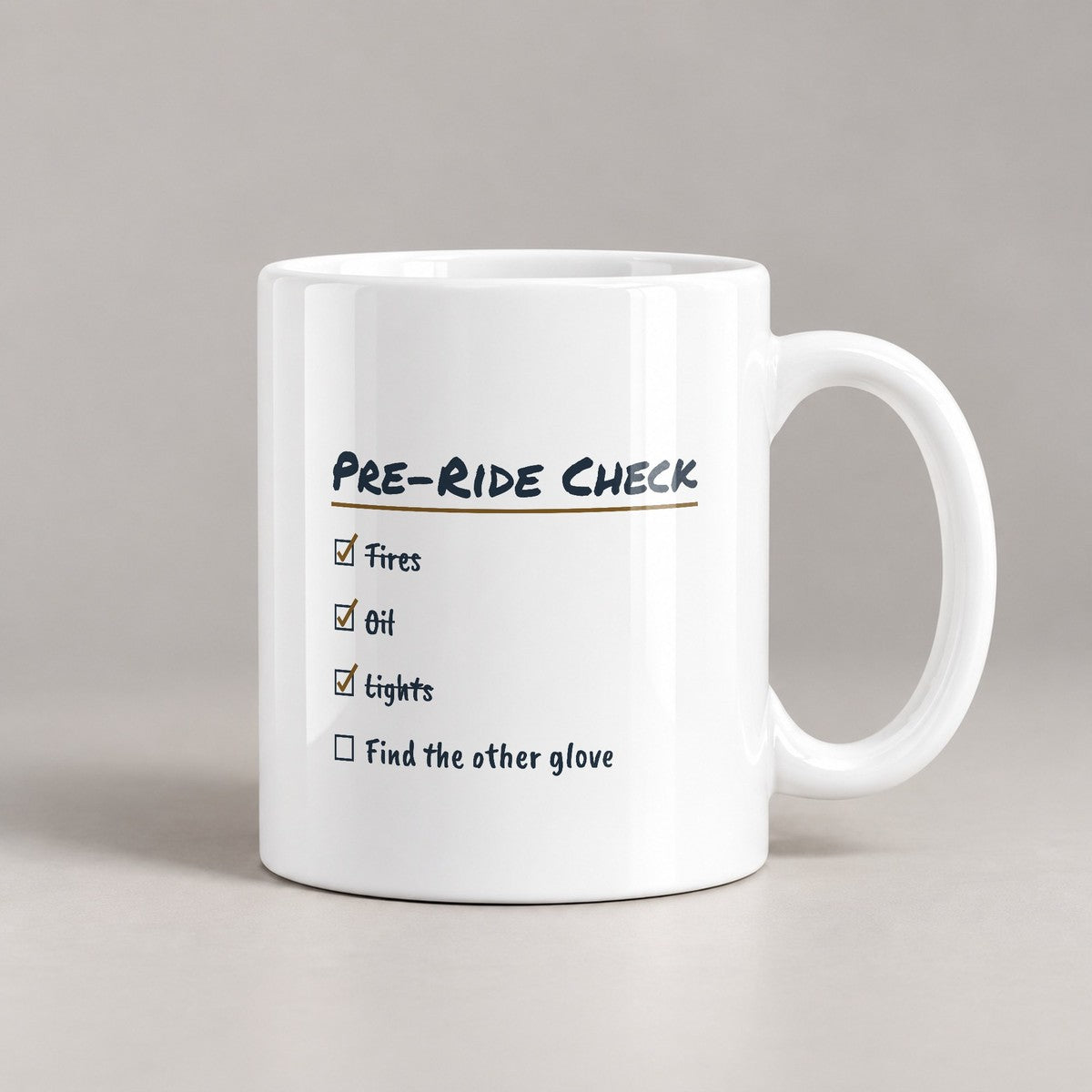 Funny Motorcycle Coffee Mug Pre-Ride Check Find The Other Glove - photo 2
