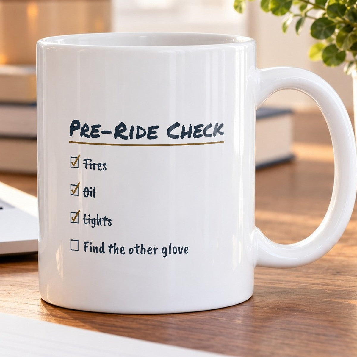 Funny Motorcycle Coffee Mug Pre-Ride Check Find The Other Glove - photo 5