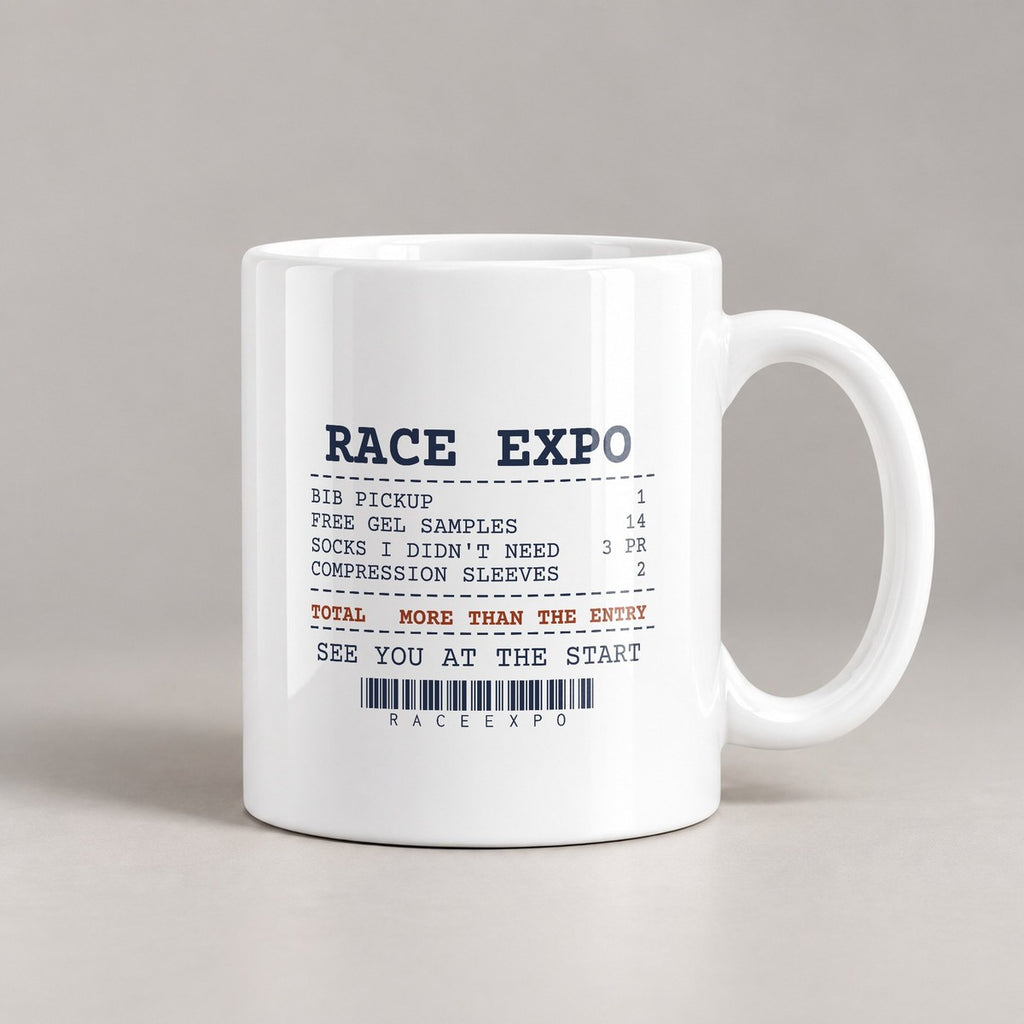 Funny Running Coffee Mug Race Expo Receipt For Marathon Runners - photo 2