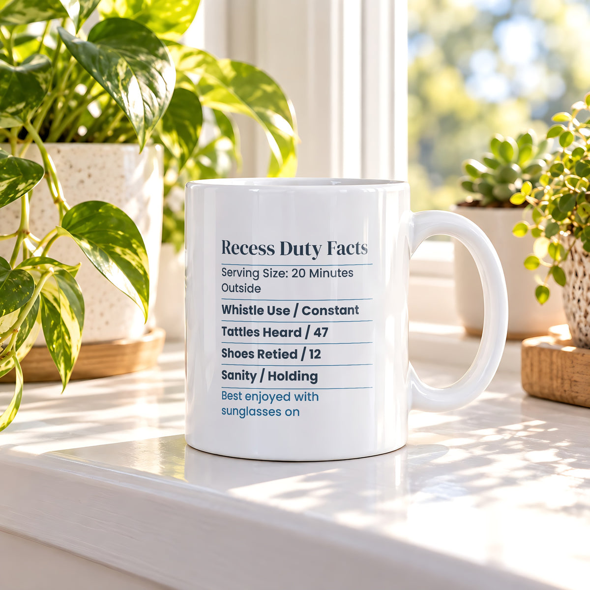 Funny Recess Duty Nutrition Facts Coffee Mug Sanity Holding For Teachers - photo 2