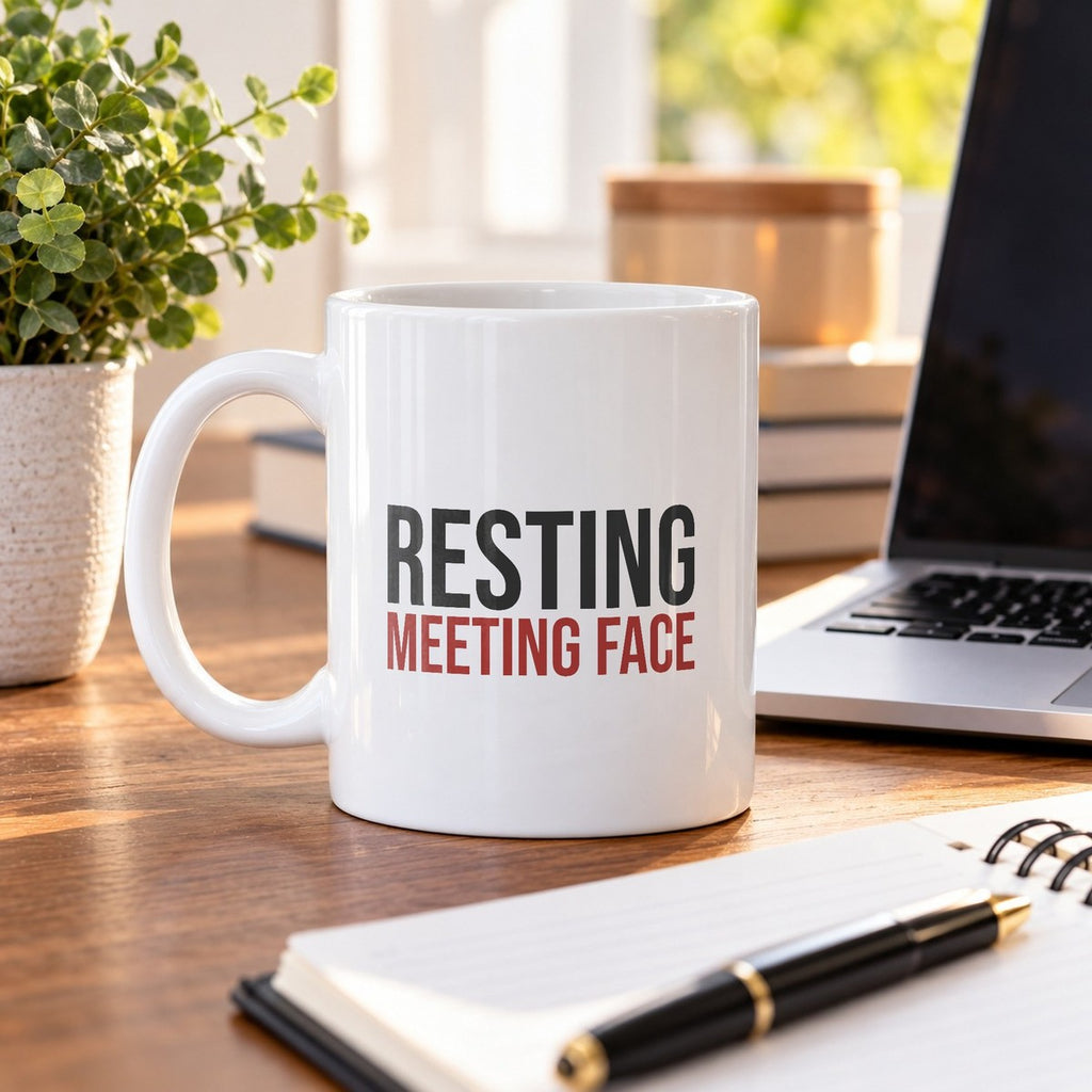 Funny Coffee Mug Resting Meeting Face Sarcastic For Office - photo 4