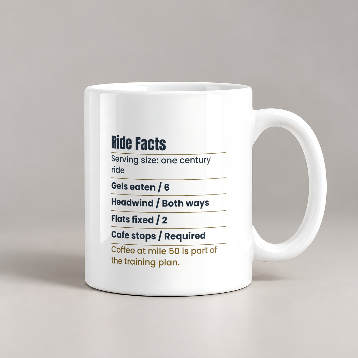 Funny Cycling Coffee Mug Ride Facts Label For Cyclists - photo 1