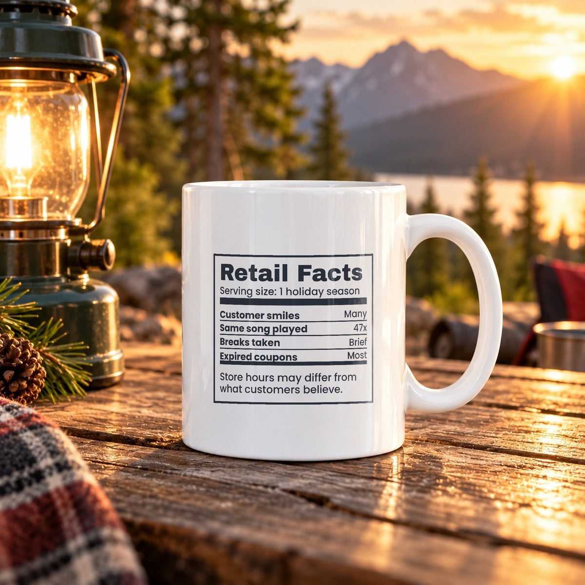 Retail Facts Coffee Mug Same Song Played 47x Holiday Season Label - photo 1
