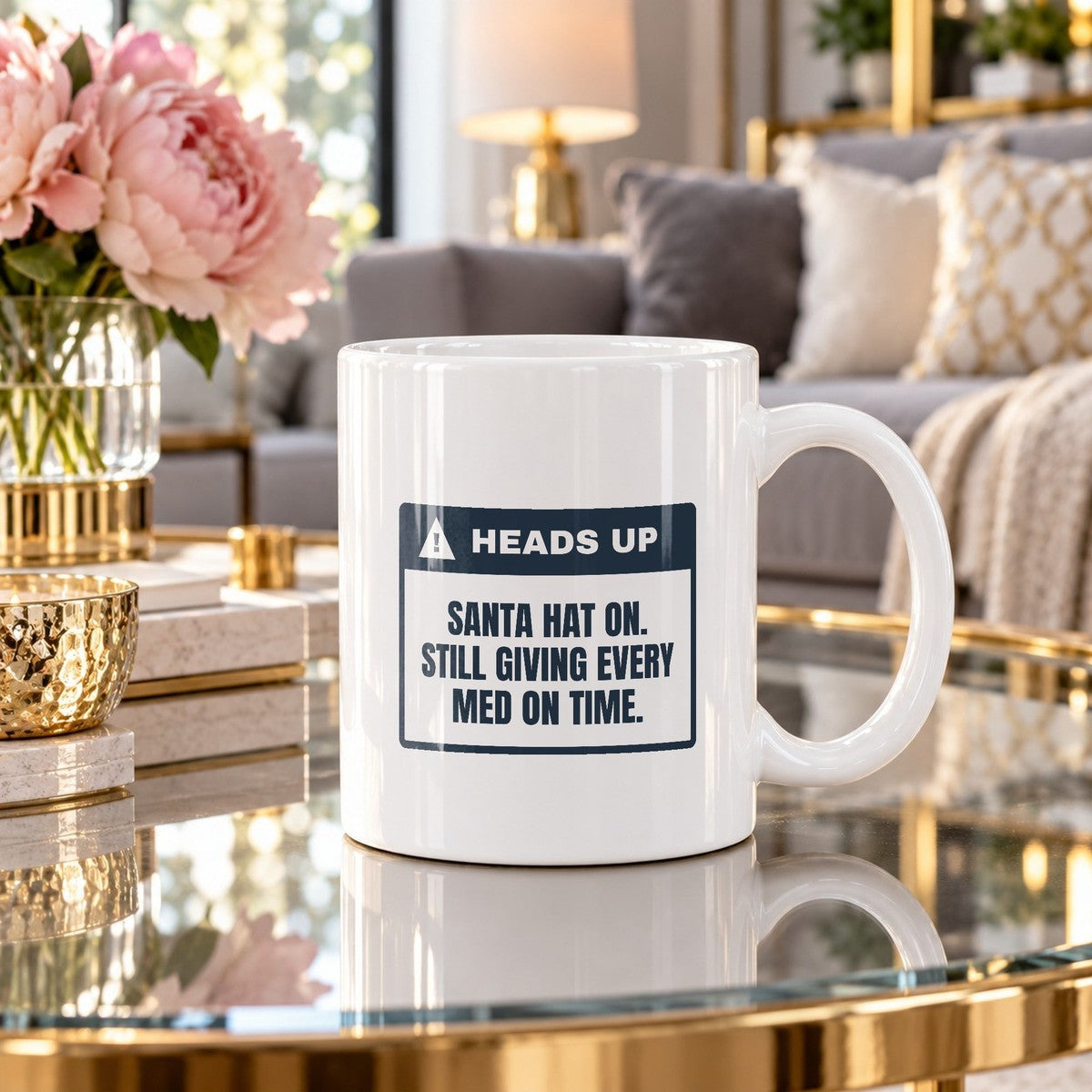 Funny Christmas Nurse Coffee Mug Santa Hat On Meds On Time - photo 1