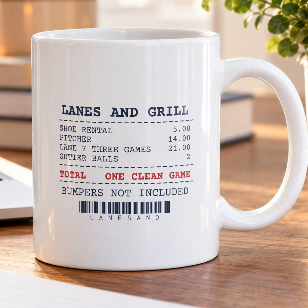 Funny Bowling Mug Lanes And Grill Receipt One Clean Game - photo 5
