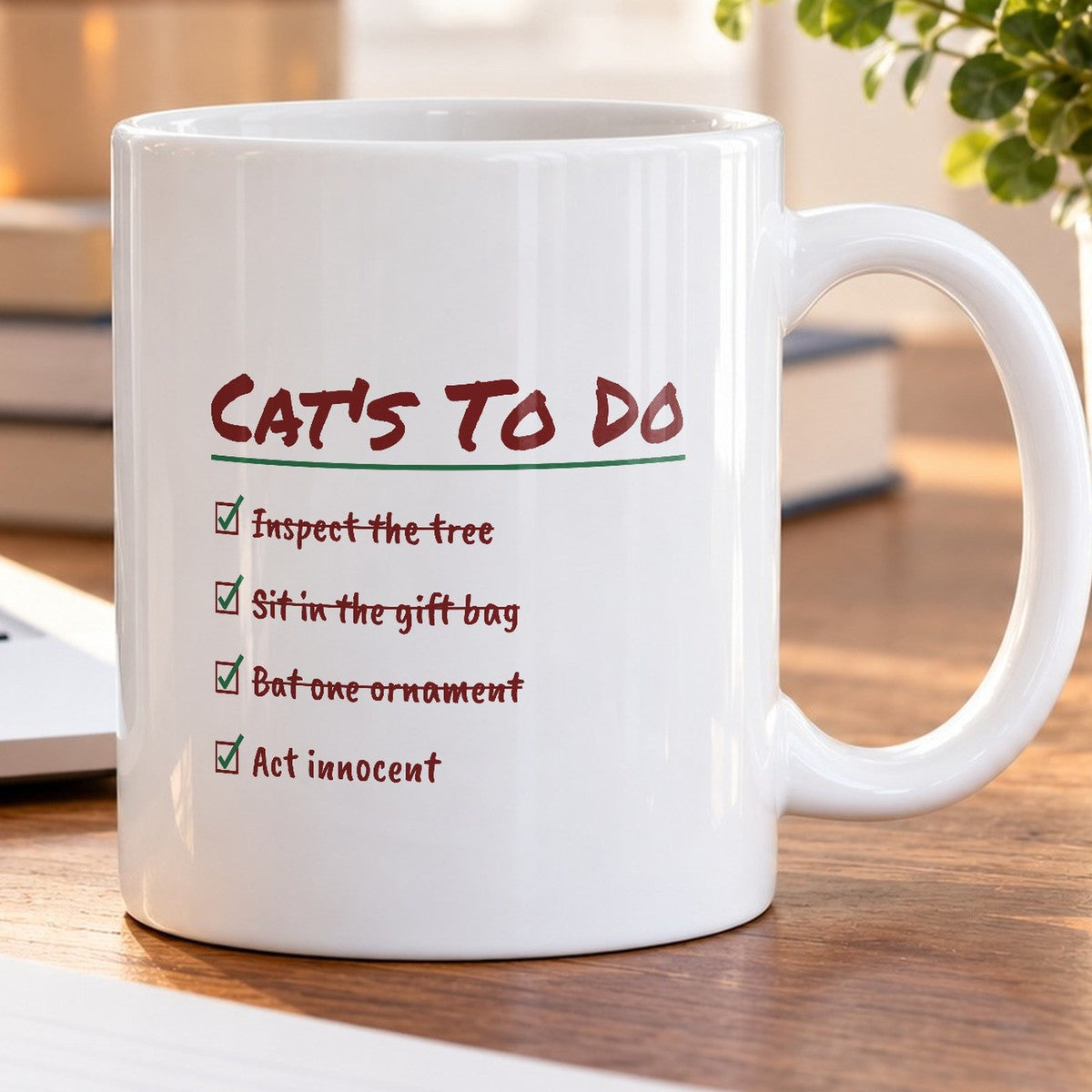 Funny Christmas Cat Coffee Mug Sit In The Gift Bag Act Innocent - photo 5