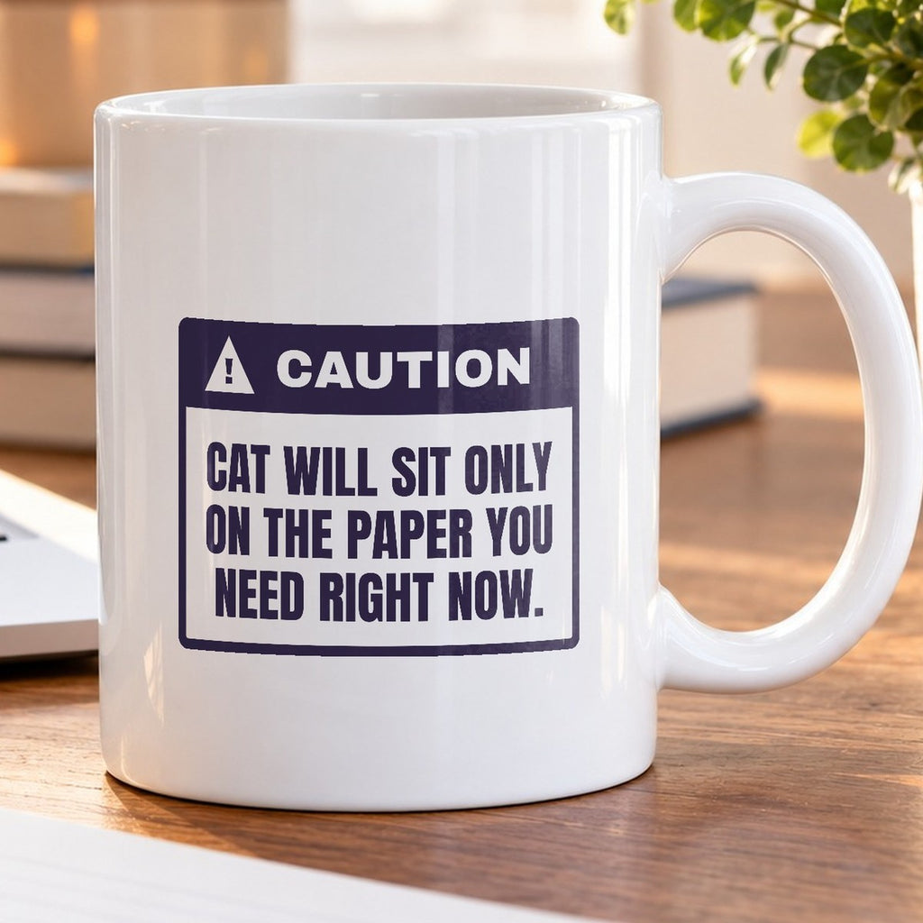 Funny Cat Mom Coffee Mug Sits On The One Paper You Need Warning - photo 5