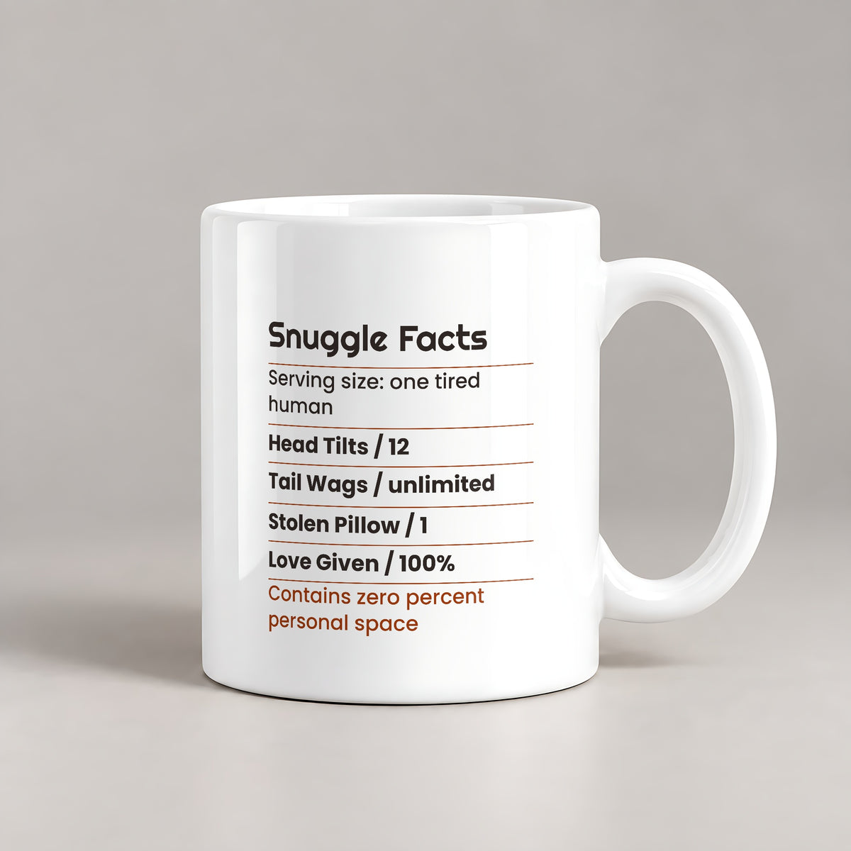 Funny Dog Coffee Mug Snuggle Facts Label For Dog Lovers - photo 2