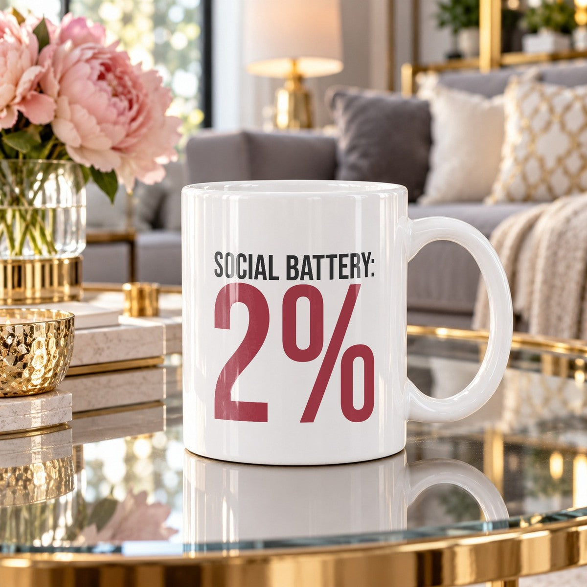 Funny Introvert Coffee Mug Social Battery 2% For Her Him - photo 2