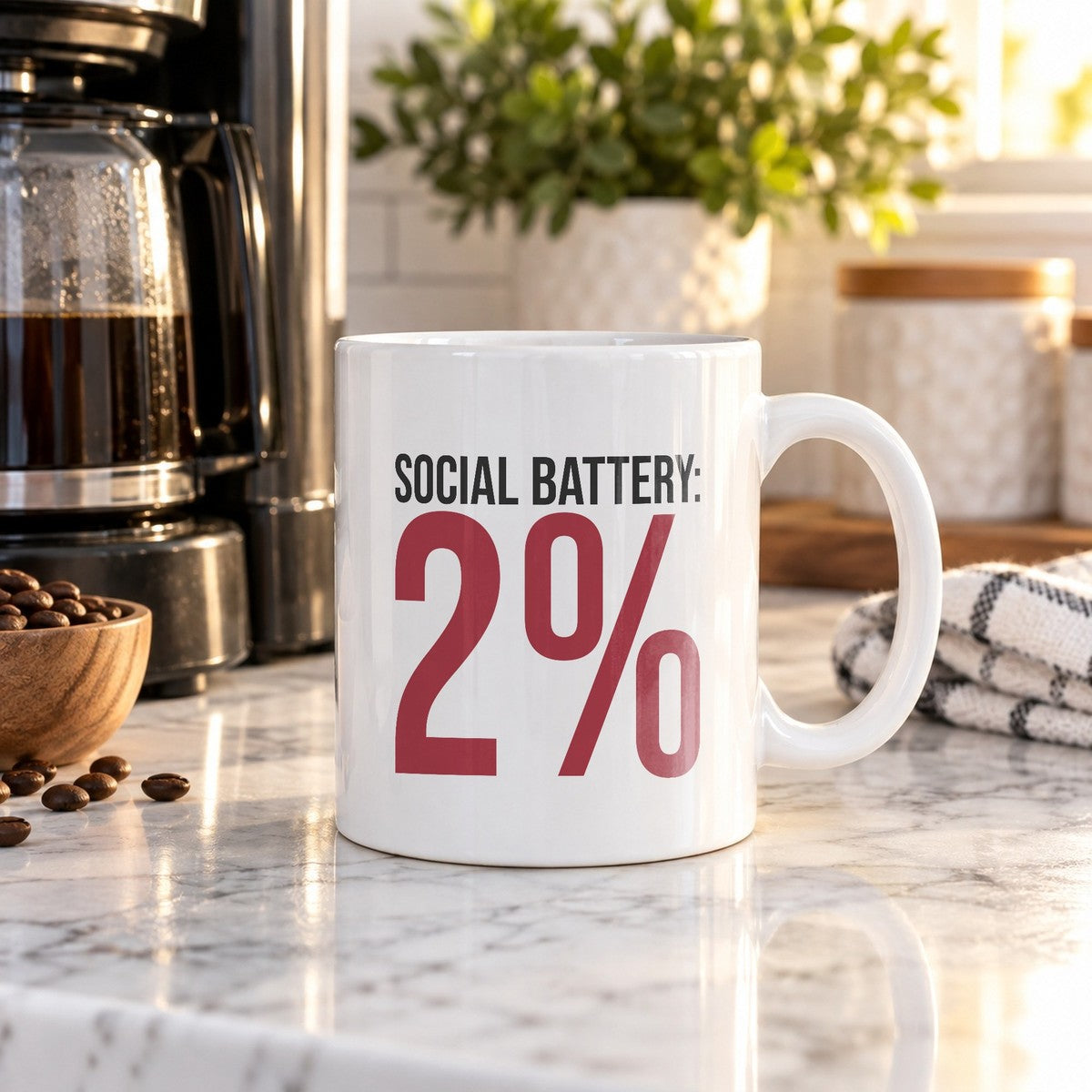 Funny Introvert Coffee Mug Social Battery 2% For Her Him - photo 3