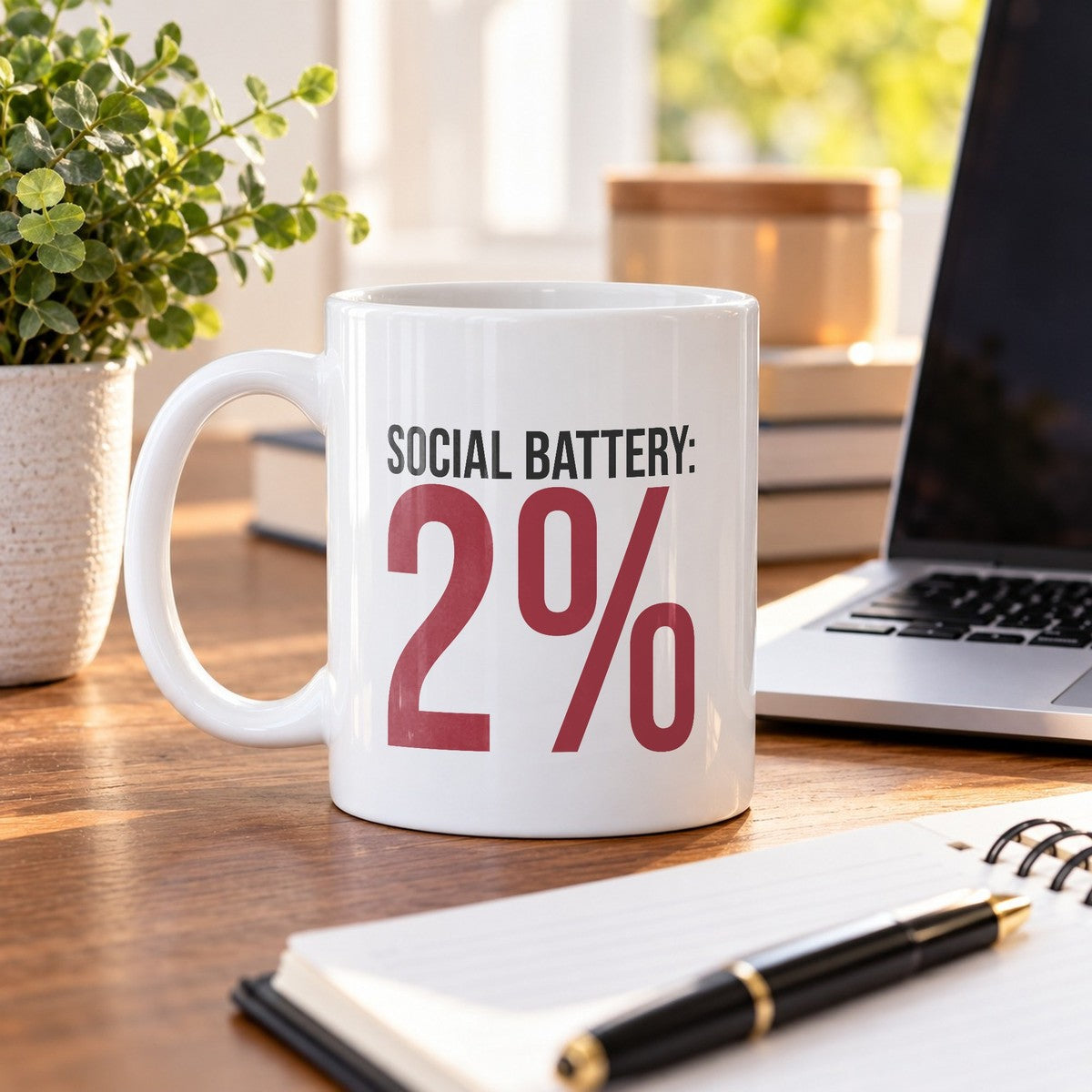 Funny Introvert Coffee Mug Social Battery 2% For Her Him - photo 4