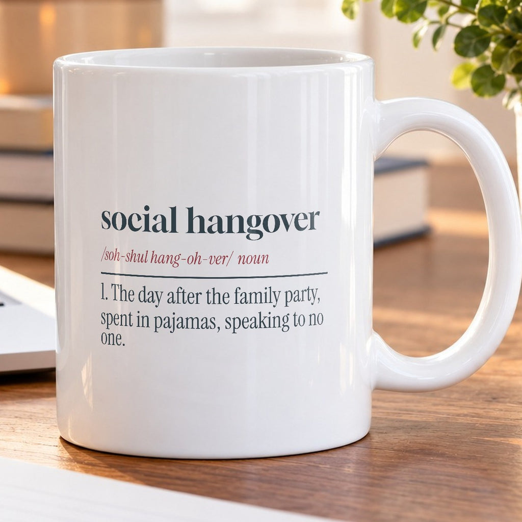 Funny Christmas Coffee Mug Social Hangover Definition For Introverts - photo 5