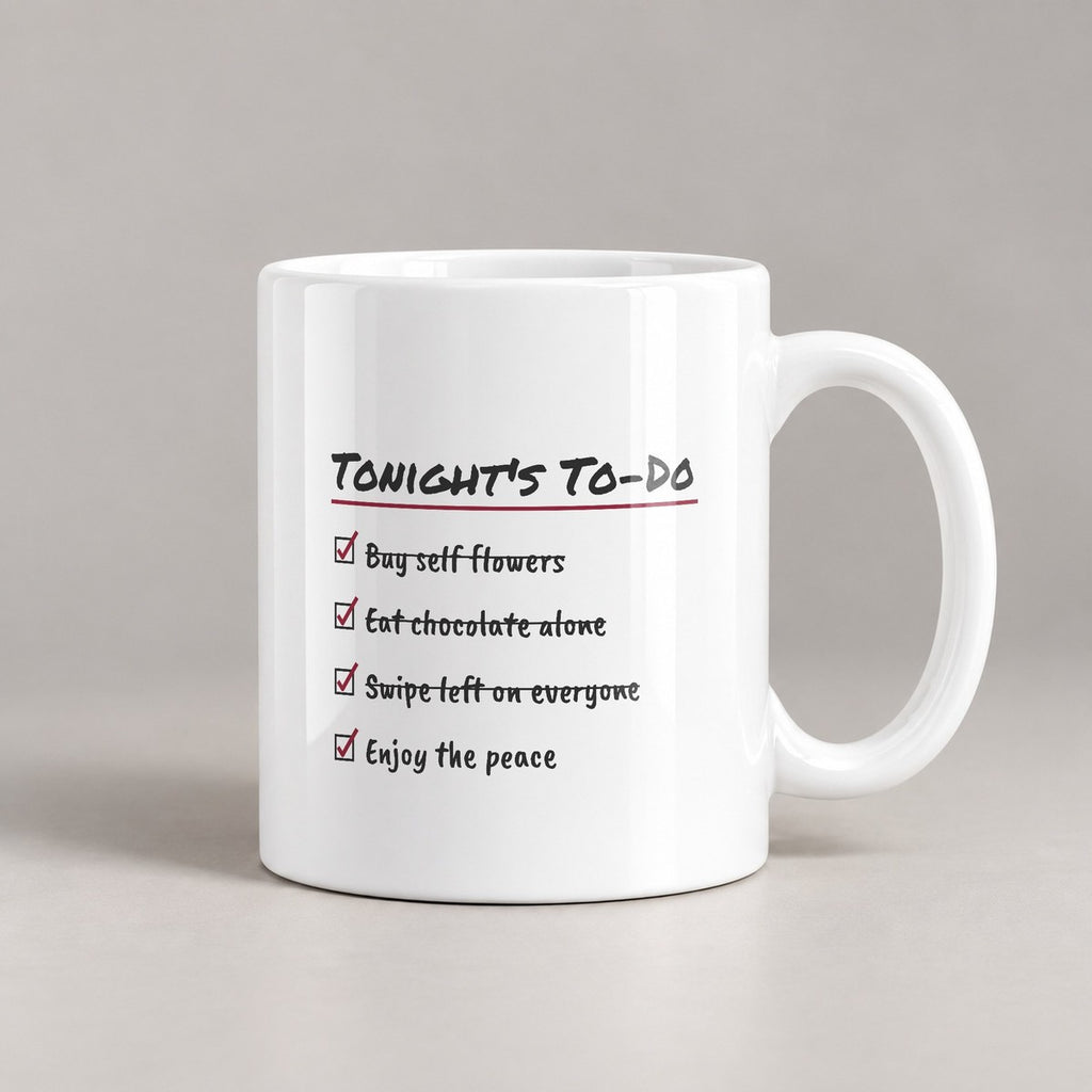 Funny Single Coffee Mug To Do List Buy Self Flowers For Her Him - photo 1