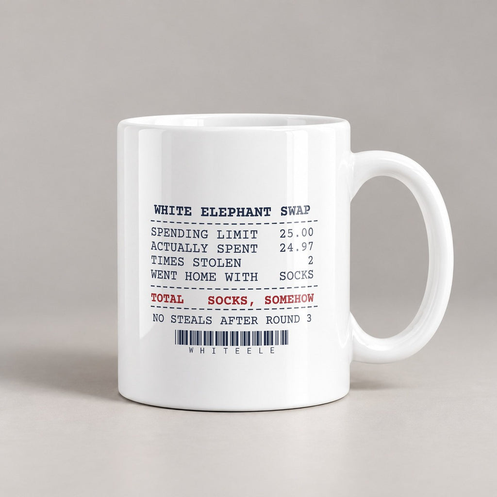 Funny White Elephant Coffee Mug Spent 24.97 Went Home With Socks - photo 2