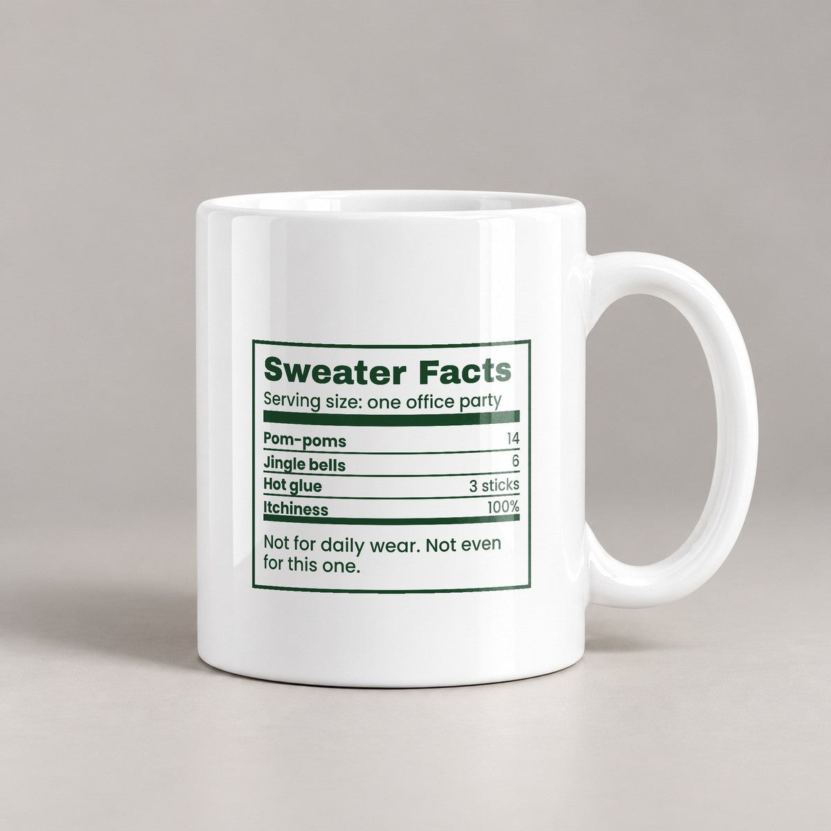 Funny Christmas Coffee Mug Sweater Facts Itchiness 100 Percent - photo 3