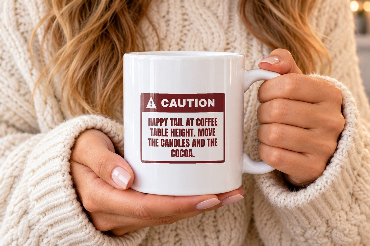 Funny Christmas Dog Coffee Mug Tail At Coffee Table Height Warning - photo 3
