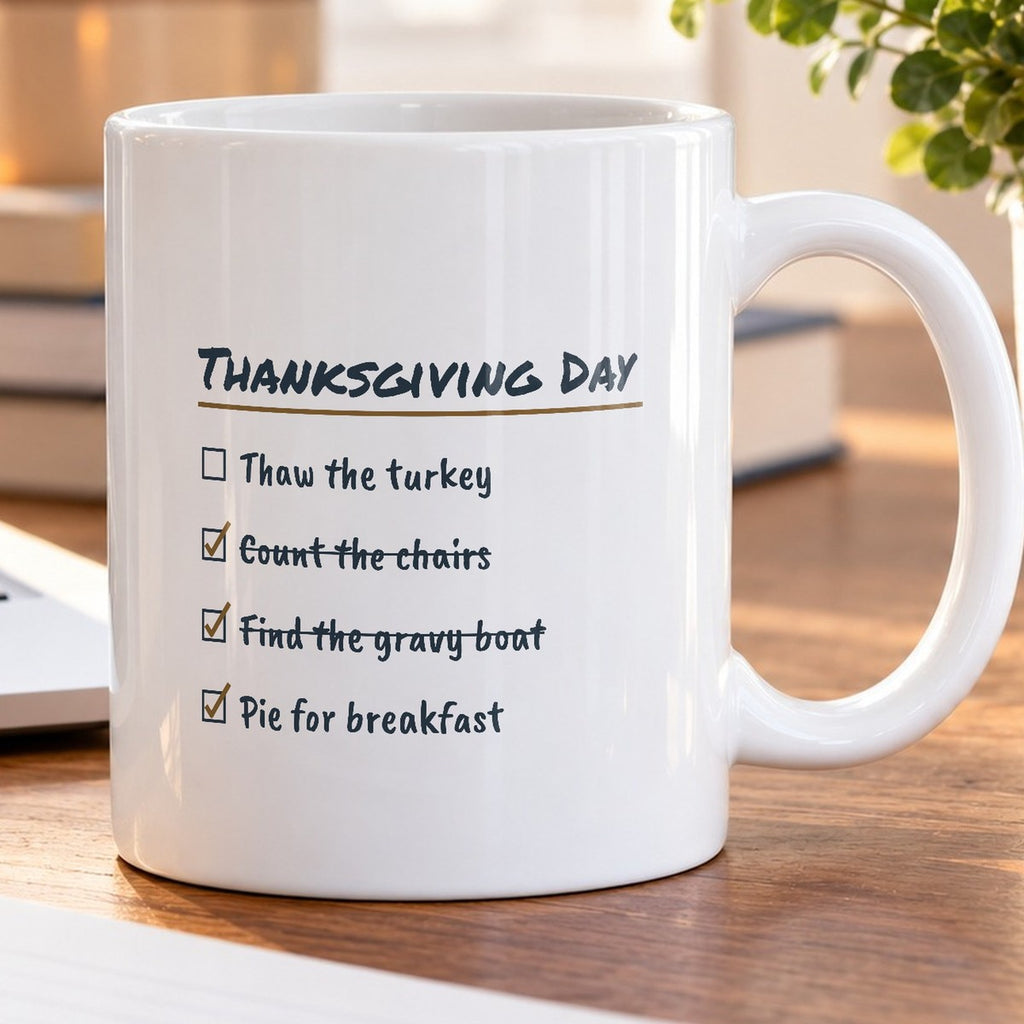 Funny Thanksgiving Coffee Mug Pie For Breakfast Checklist For Family - photo 5