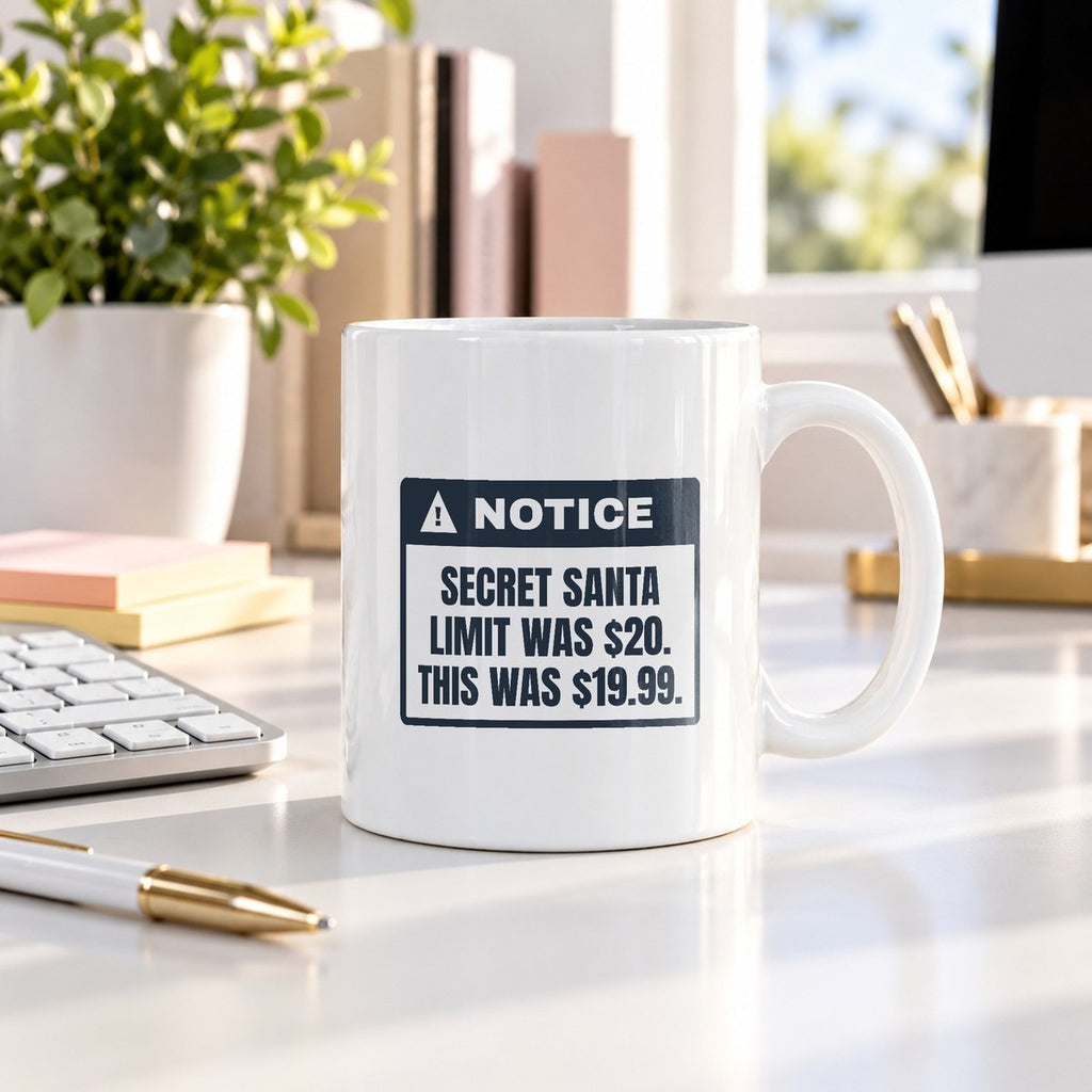 Funny Christmas Coworker Coffee Mug Secret Santa Limit Notice - photo 2
