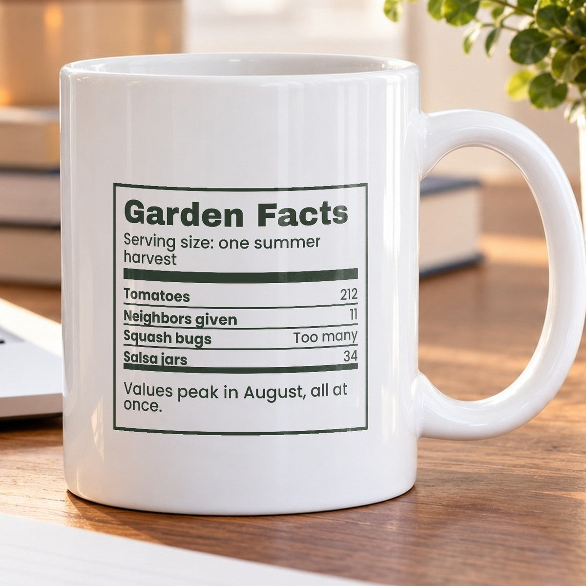 Funny Vegetable Garden Coffee Mug Garden Facts Nutrition Label - photo 5