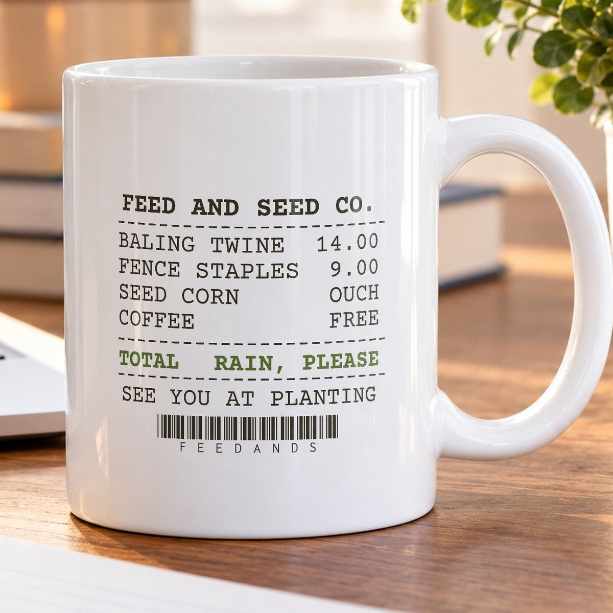 Funny Farmer Coffee Mug Feed And Seed Receipt Total Rain Please - photo 5