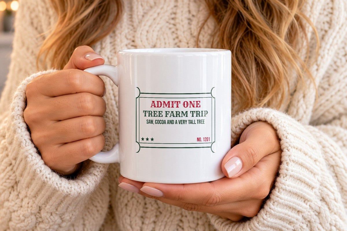 Christmas Coffee Mug Tree Farm Trip Saw Cocoa And Twine - photo 4