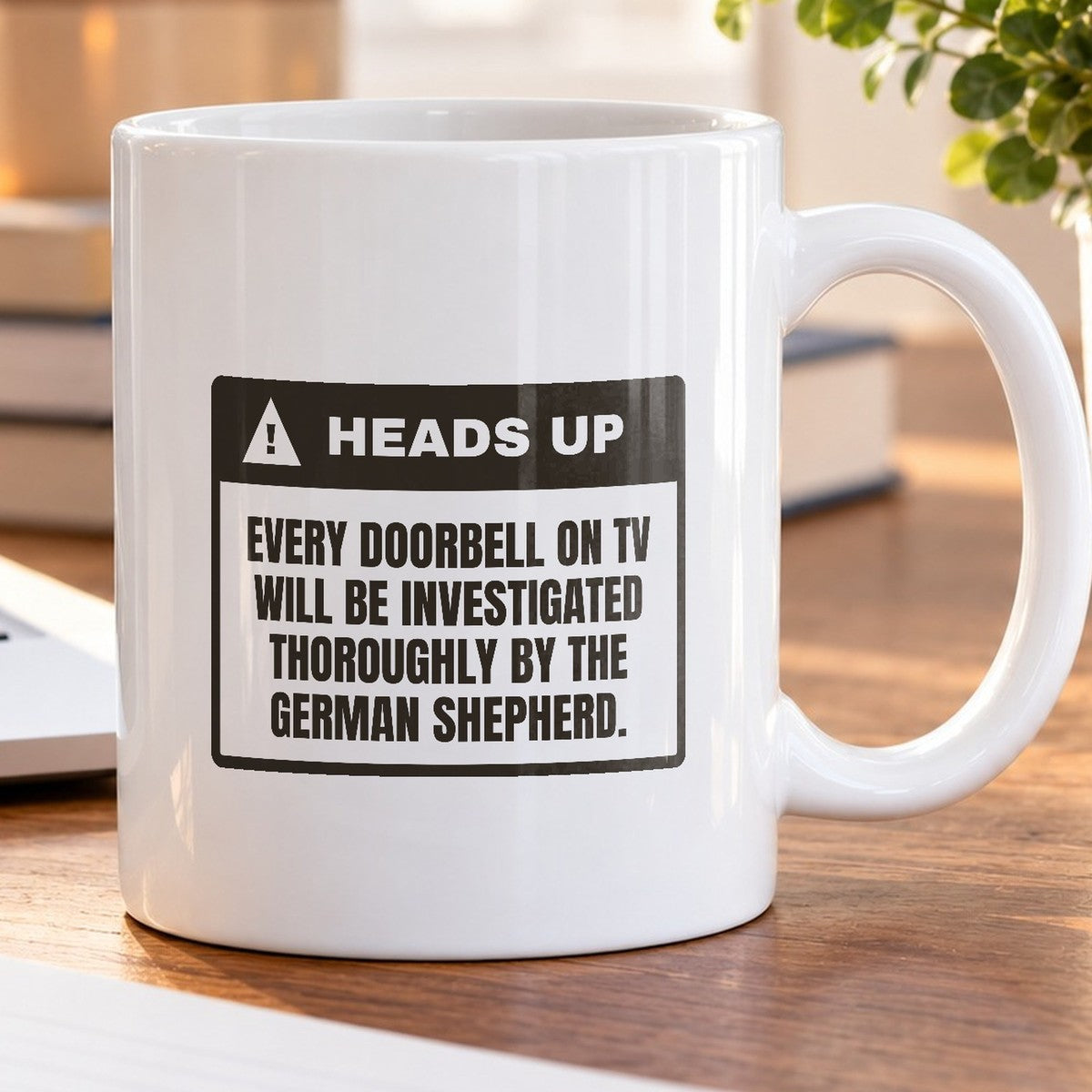 Funny German Shepherd Coffee Mug TV Doorbells Investigated Warning - photo 5