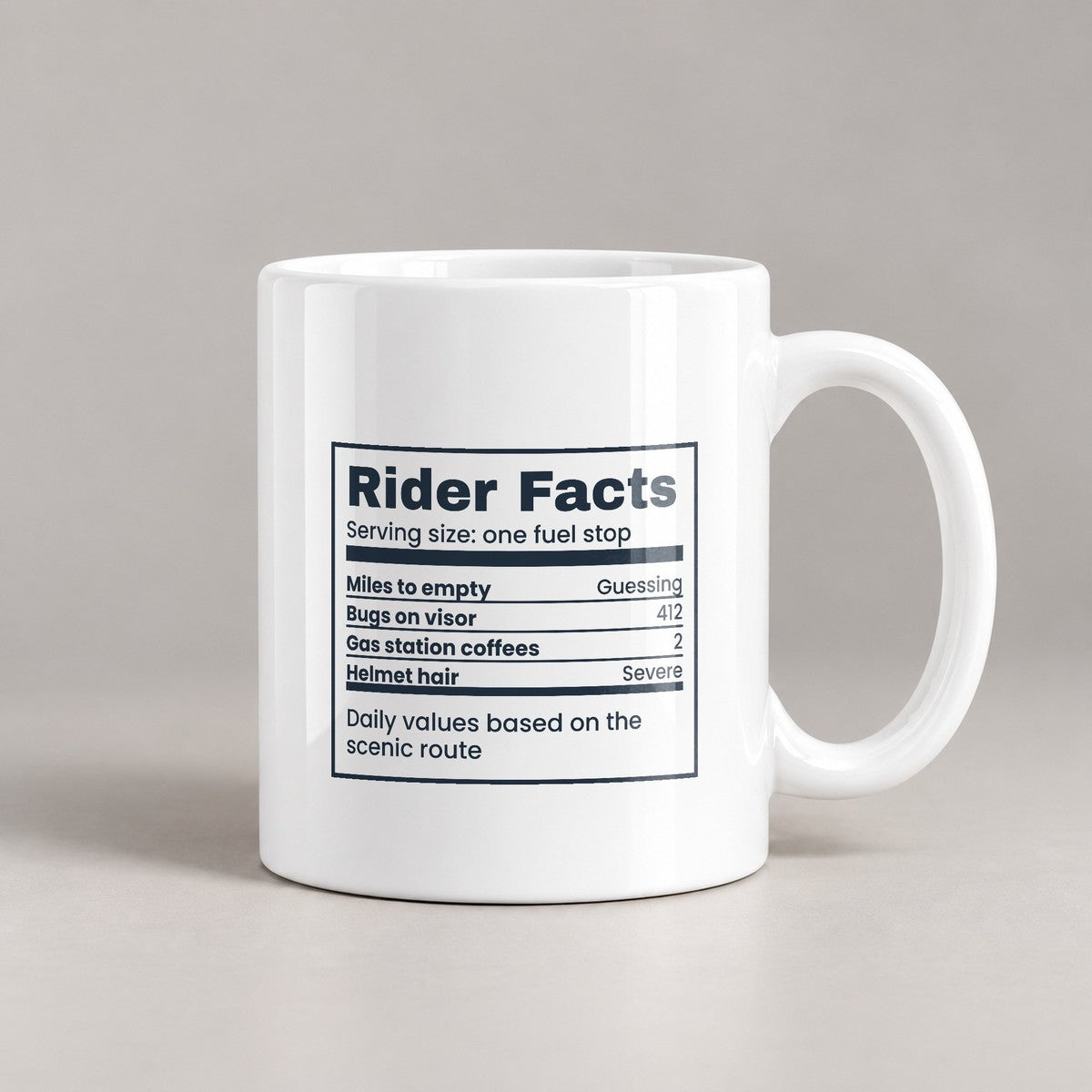 Funny Biker Mug Rider Facts Nutrition Label For Motorcyclists - photo 1