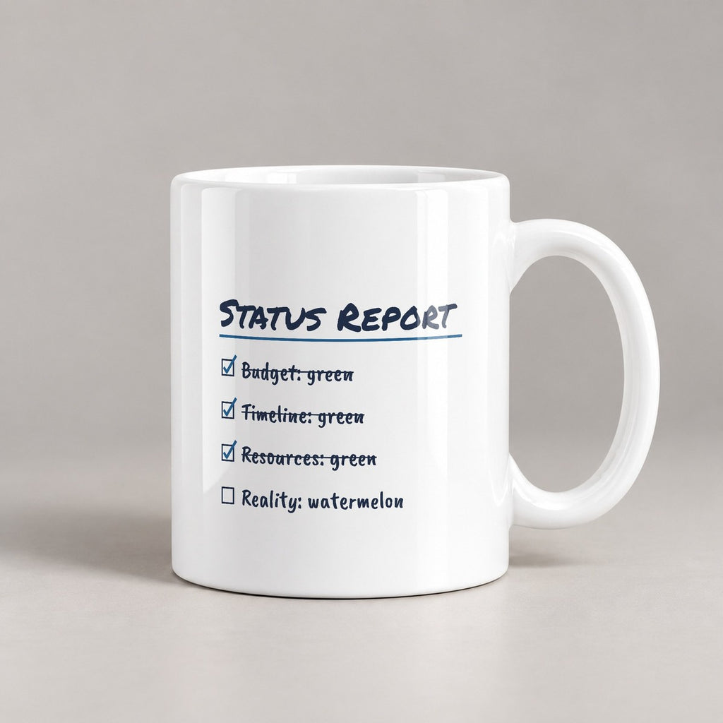 Funny Project Manager Coffee Mug Watermelon Status Report Checklist - photo 3