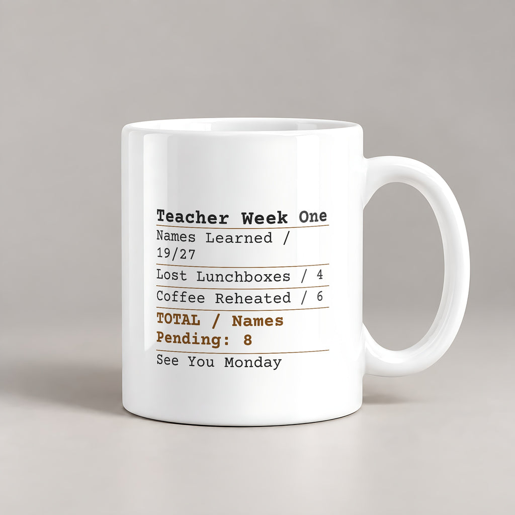 Funny Teacher Coffee Mug Week One Receipt Names Pending For Teachers - photo 2