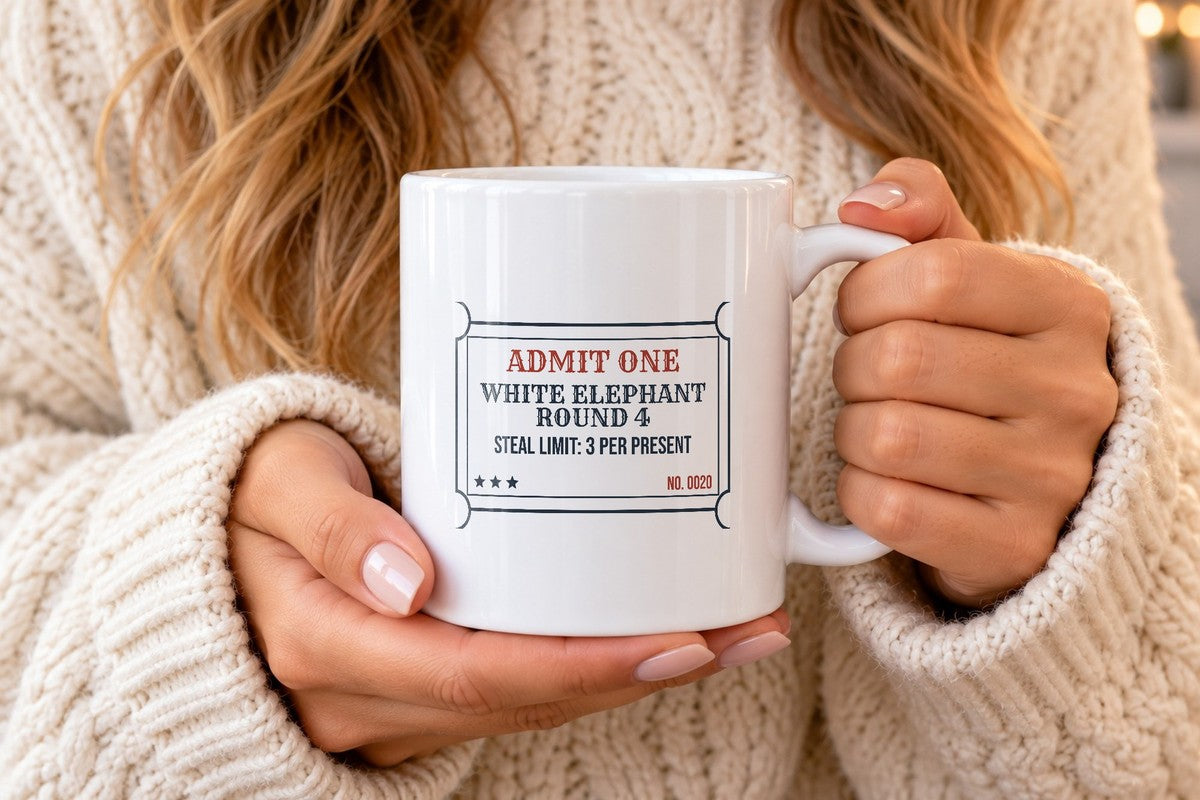 Funny Christmas Coworker Coffee Mug White Elephant Round 4 Ticket - photo 2