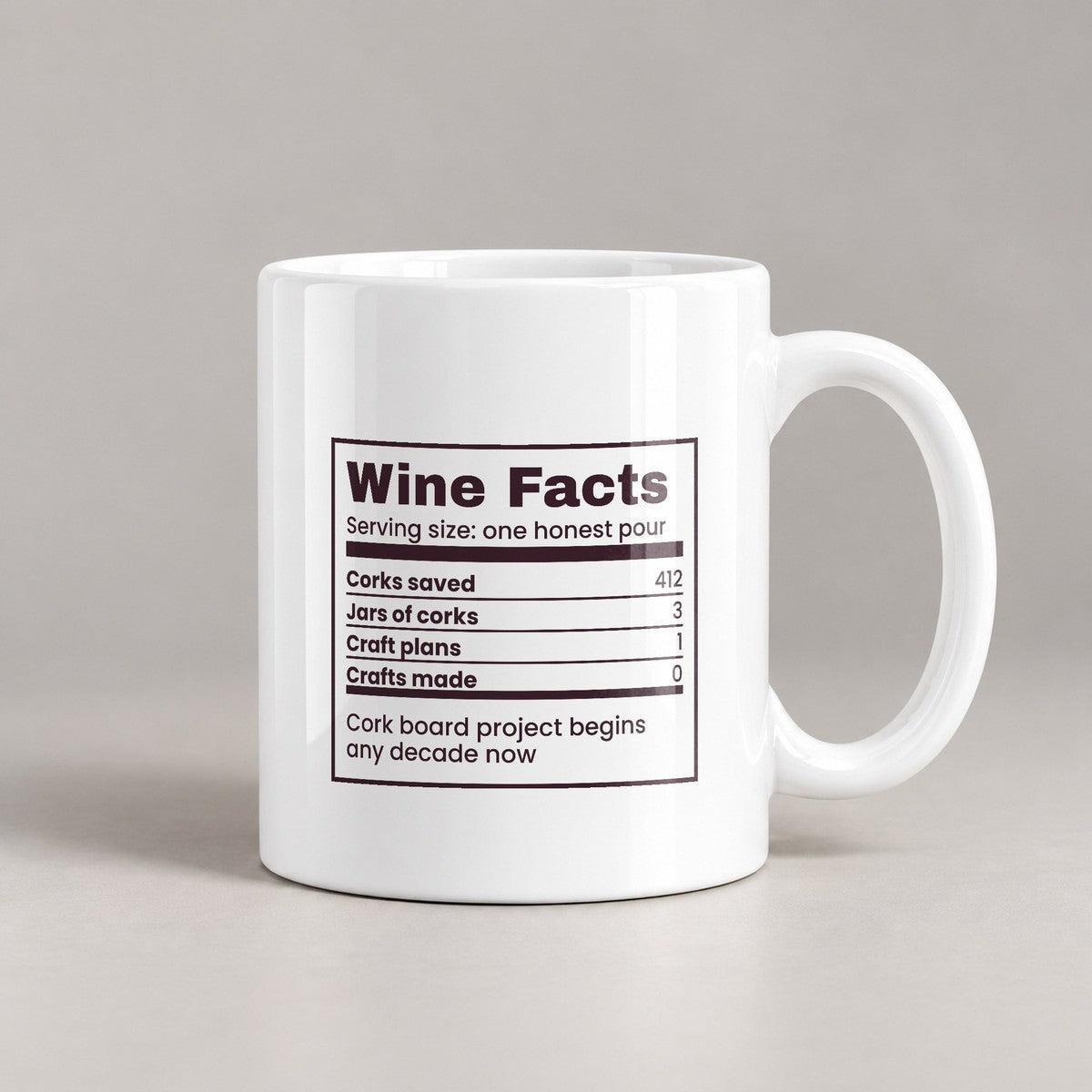 Funny Wine Lover Mug 412 Corks Zero Cork Crafts Wine Facts - photo 2