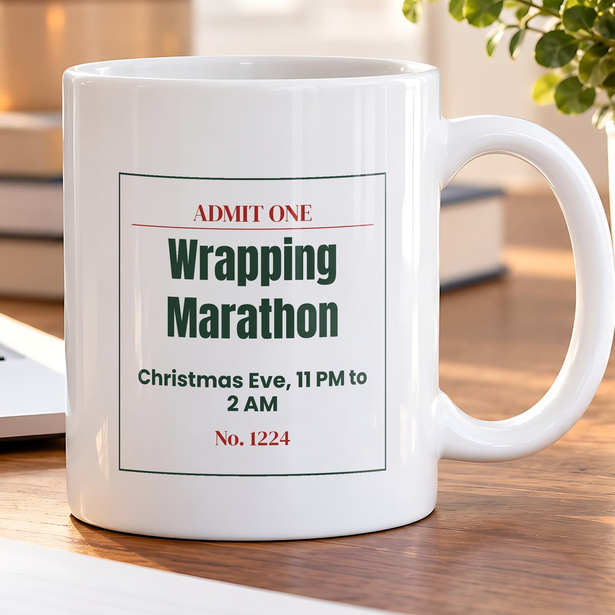 Funny Christmas Coffee Mug Wrapping Marathon Ticket For Mom And Dad - photo 5